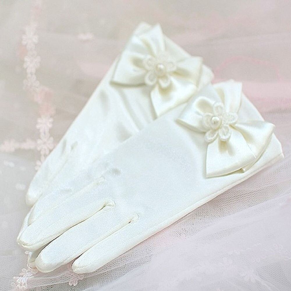 Guantes sin dedos para mujer, accesorios de comunión, 1 par