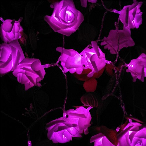 YIYANG 2M Wedding Decoration Rose Flower LED Bouquet String Lights Battery Rosa Christmas Festival Party Garden Bedroom Lumiere: Pink