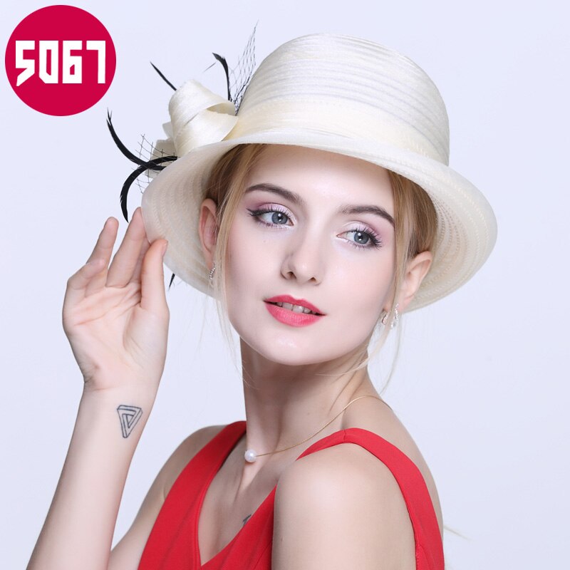 Lady Fedoras Hat Girl Summer Organza Cap Version Dome Hat British Shopping Adjust Fedoras Cap Shading Hats A67