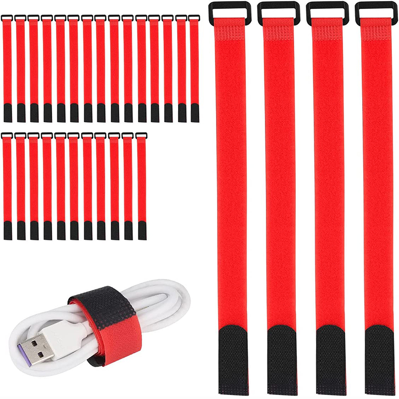 10 pezzi nylon fibbia inversa gancio e cinghia ad anello fascette riutilizzabili cinghie per cavi per filo organizzatore nastro di fissaggio 20/30/40 cm