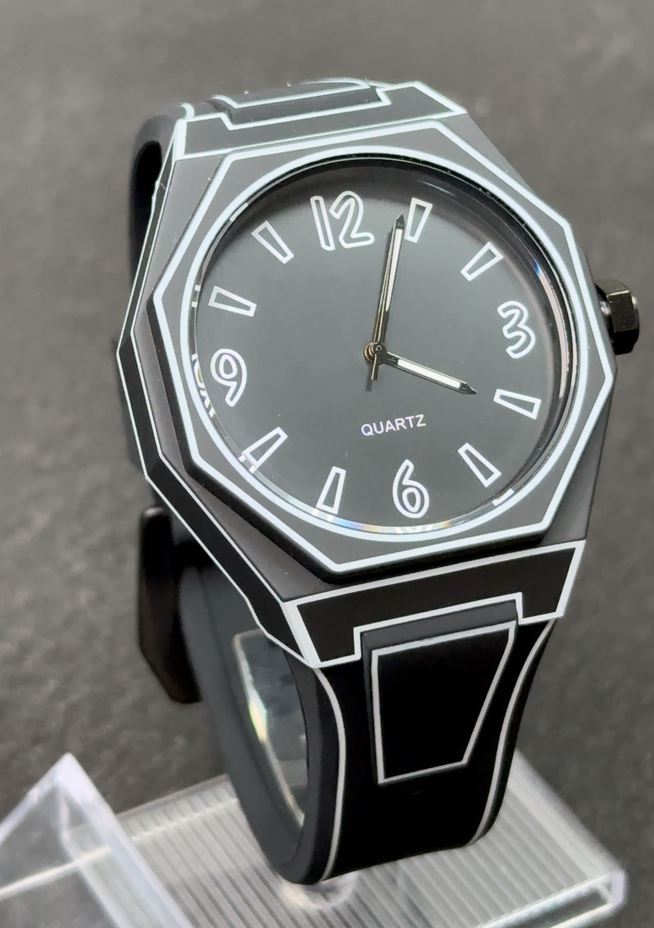 Herenhorloges in stripstijl met quartz uurwerk, casual waterdichte horloges voor mannen, uurwerk voor mannen: Wit