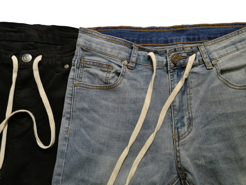 Men's Ripped Side Ankle Zipper Skinny Stretch Jeans