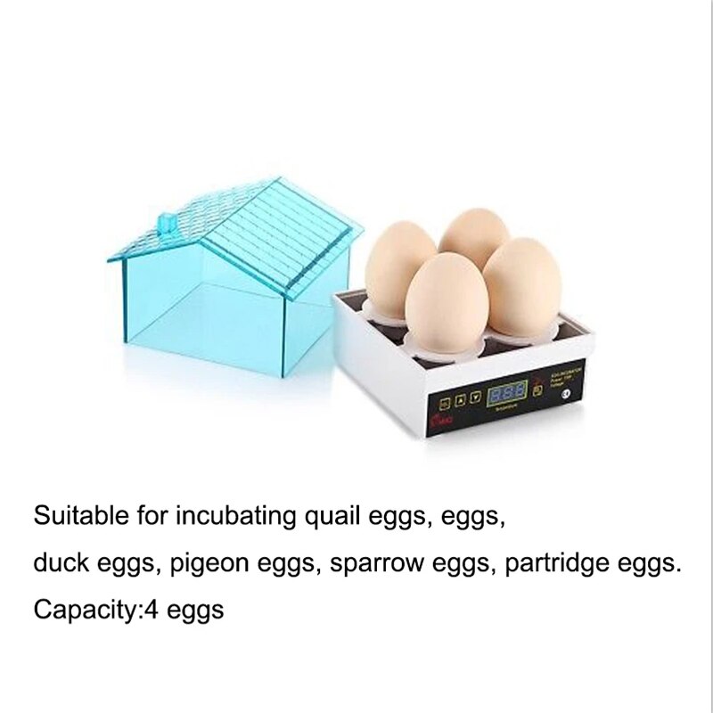 Automatic Digital HHD 4 Eggs Incubator Mini Hatcher Machine Poultry Fully Household Egg Hatching Breeding Machine Small Brooder