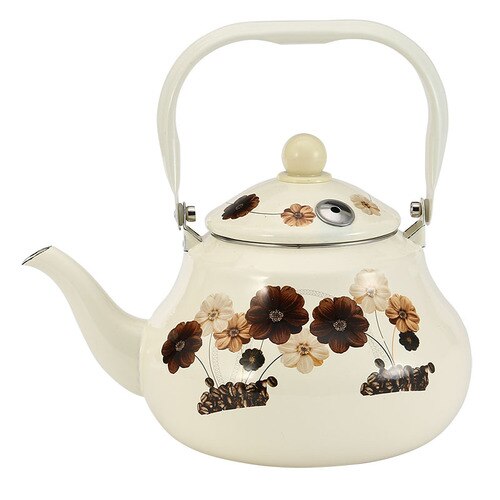 Enamel Kettle Cold Water Teapot Induction /gas Cooker Camping Kitchen Enamel Pot: 2.0L D