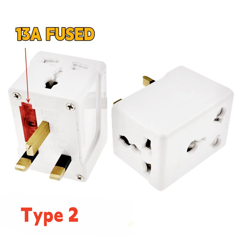 Adaptador de enchufe múltiple de 3 pines, extensor de enchufe británico, adaptador de extensión de cubo de alimentación para oficina, TV, cocina, interior, negro: Verde
