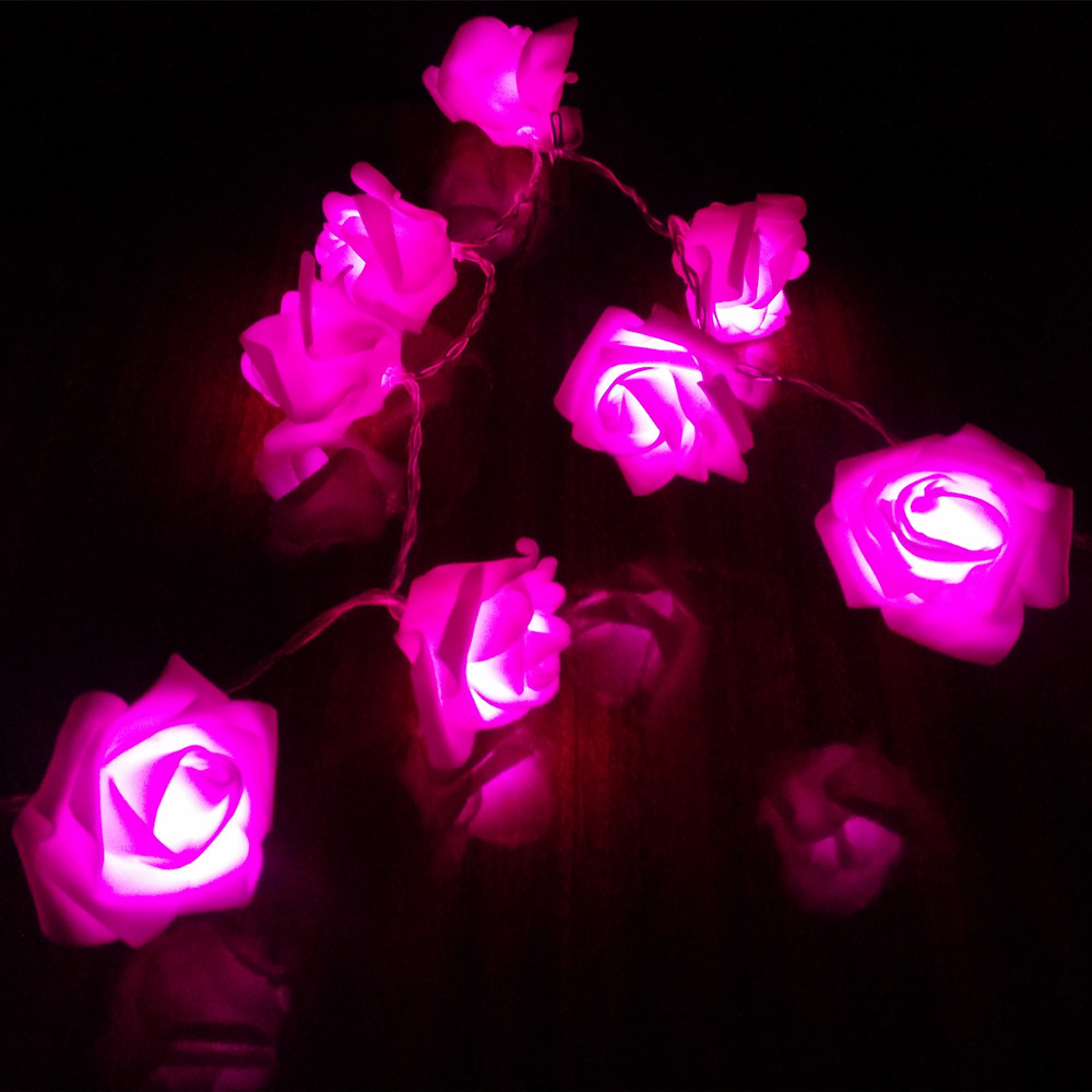 YIYANG 2M Wedding Decoration Rose Flower LED Bouquet String Lights Battery Rosa Christmas Festival Party Garden Bedroom Lumiere