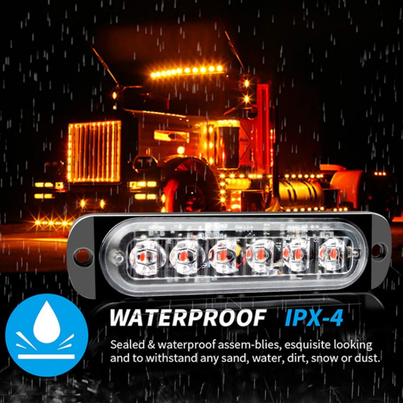 6LED 4LED luz de advertencia de coche luz de avería de parrilla coche camión remolque baliza lámpara LED luz lateral ámbar 12V - 24V