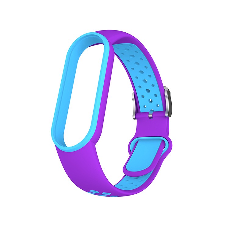 Para Xiaomi Mi Band 7/6/5/4/3 Correa de doble Color pulsera de silicona reemplazo para Xiaomi Band 4 MiBand 5 6 correas: 20 / Azul cielo