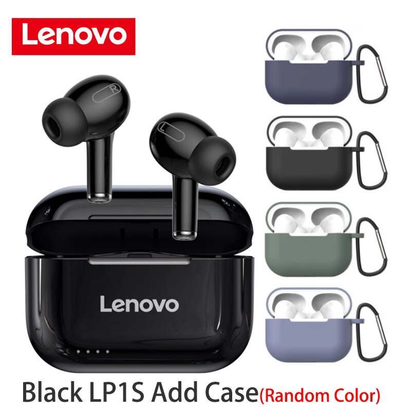 Lenovo LP1S/LP1 auricolare Bluetooth senza fili auricolare Stereo con cancellazione del rumore sport auricolari TWS auricolari bluetooth 5.0 con microfono: LP1S Black N Case