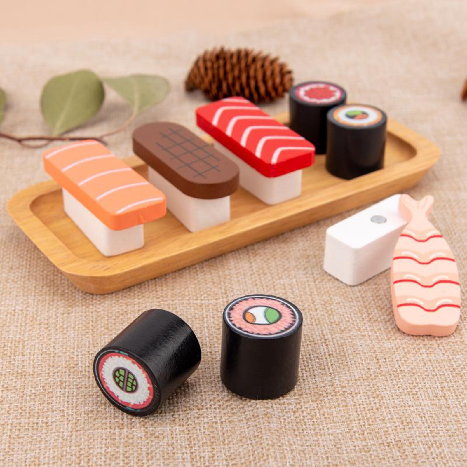 Wood Play Food Toys Mixed Sushi Set Eco-friendly Material Play Role Enjoyable