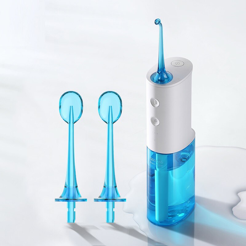 Soocas  w3 oral irrigator dental portable flosser tips usb oppladbart vann jet flosser ipx 7 irrigator for rengjøring av tenner: Legg til 2 skrapingdyser
