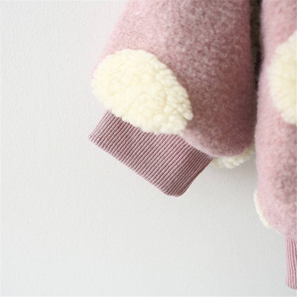 WenaZap Kleinkind Kleinkind Baby Mädchen der Herbst Winter Vlies Jacke Rundhals Polka Punkte Tasten Lange Hülse Mantel Oberbekleidung