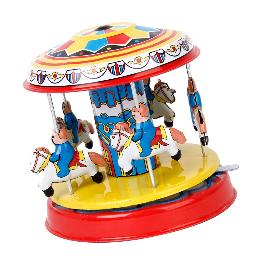 Colorful Carousel Model Tin Toys Collectible for Little Girls & Boys