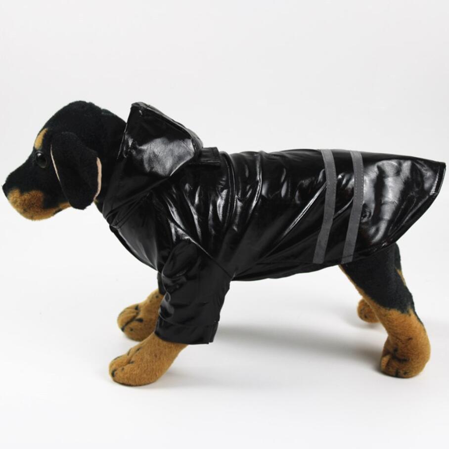 S-XL Pets Dog Clothes Hooded Raincoats Reflective Strip Dogs Rain Coat Waterproof Jackets Outdoor Breathable Clothes For Puppies: black / XL
