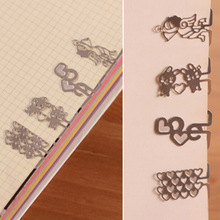 100 stks/partij Mini Metalen Bladwijzer Clips Leuke Cartoon Dier Bloem Cartoon Plated Sliver Bladwijzers Briefpapier Boek Lijn Marker
