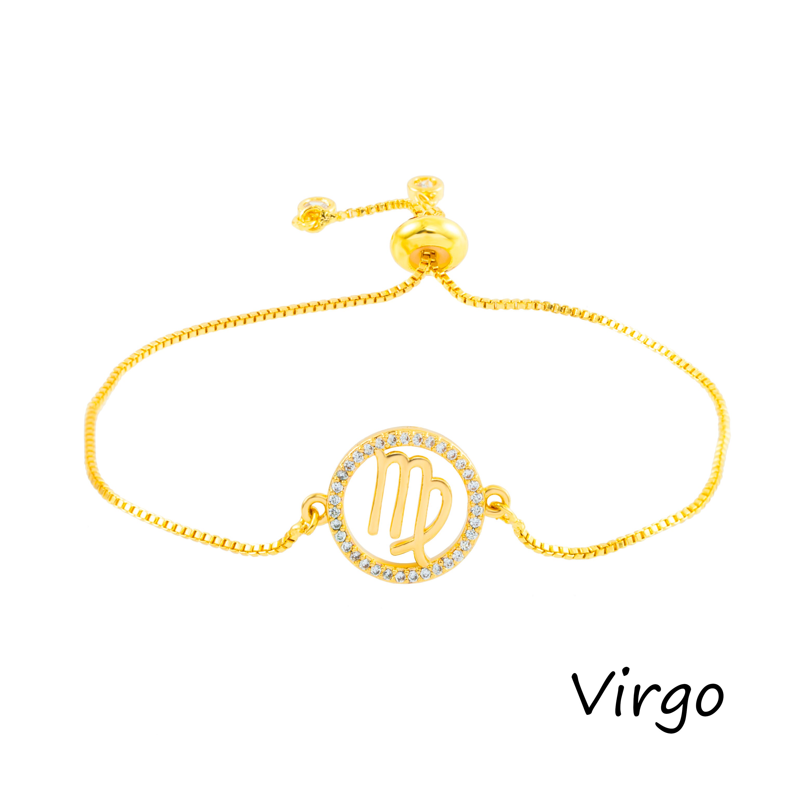 12 Constellation Zodiac Sign Gold bracelet chain Bracelet Leo Cancer Virgo Pisces Zircon Jewelry Women's Bracelet Christmas: Virgo