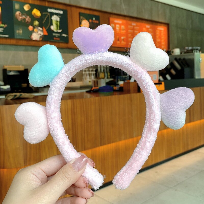 Autumn Winter 1Pc Velvet Soft Warm Headband Hair Band Headwear for Women Girl Mix Styling Hair Accessories: light pink