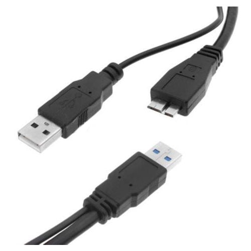 TOP USB 3.0 Y-Kabel Y Kabel Micro B Male naar Standaard Type A Man Zwart