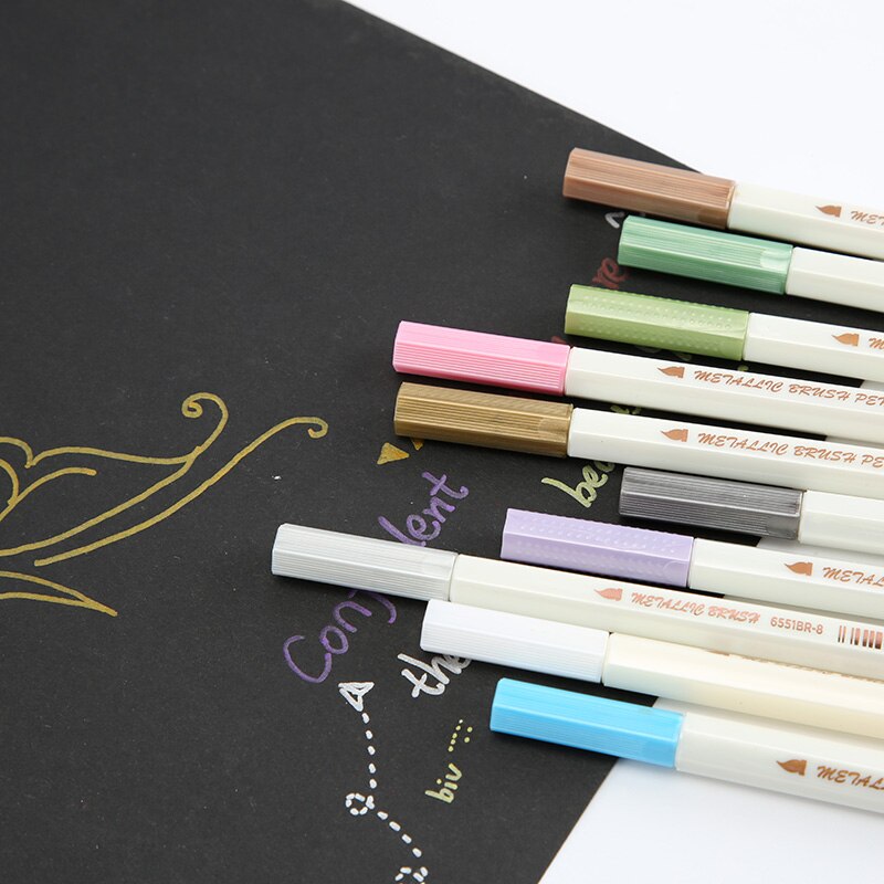 STA Metallic Colorful Brush Marker Pens 10 Colors Available Paint Pens for Decoration Photo Album Note book 1 Piece