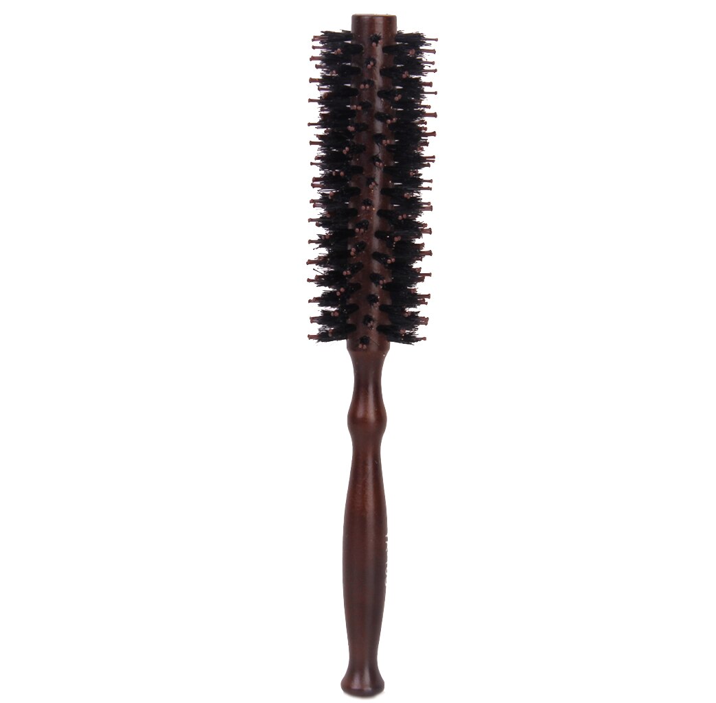 Wood Handle Hairdressing Bristle Curling Hair Comb Brush Hairbrush