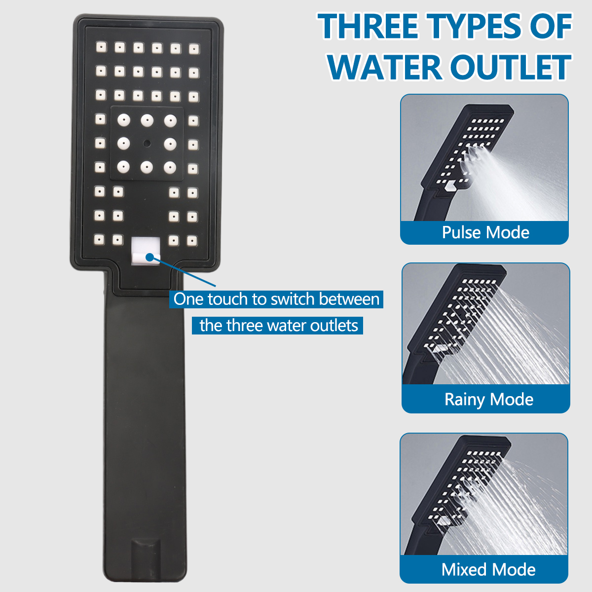 Hand-held Shower Head Water Saving Black Bathroom Rainfall Shower Nozzle Aerator High Pressure handheld Shower Head