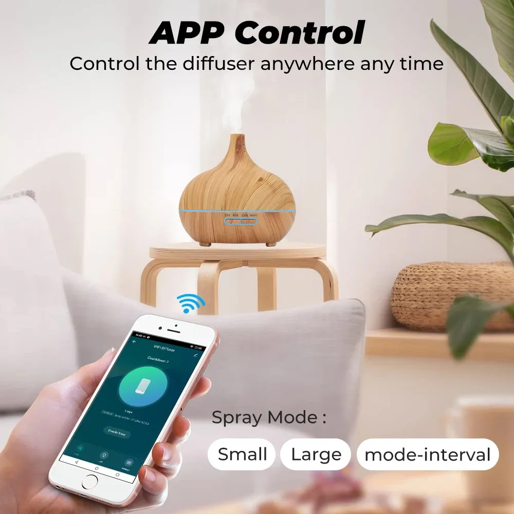 WiFi smart 550ML Elektrische Geurverspreider Essentiële Olie Diffuser Luchtbevochtiger Ultrasone Afstandsbediening Mist Maker Thuis