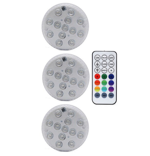 13 Led Rgb Submersible Licht Rf Afstandsbediening 16 Kleuren Onderwater Verlichting Zwembad Decoratieve Verlichting Met Magneet & Zuig cup: 1 Controller 3 Lamp
