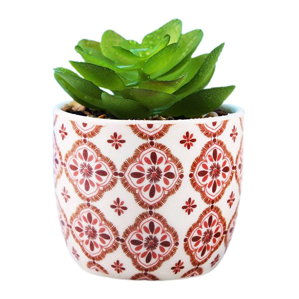 Petite plante succulente artificielle en Pots de plantes géométriques, faux Cactus en plastique: Style3