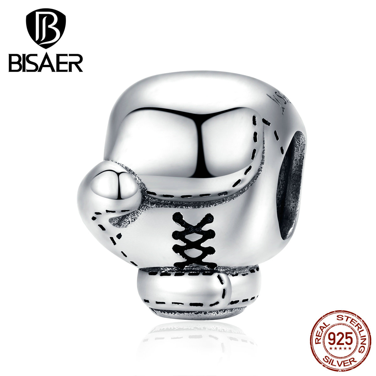 BISAER Authentic 925 Sterling Silver Boxing Sets Gloves Beads Charms fit Bracelets & Bangles Sterling Silver Jewelry ECC1325