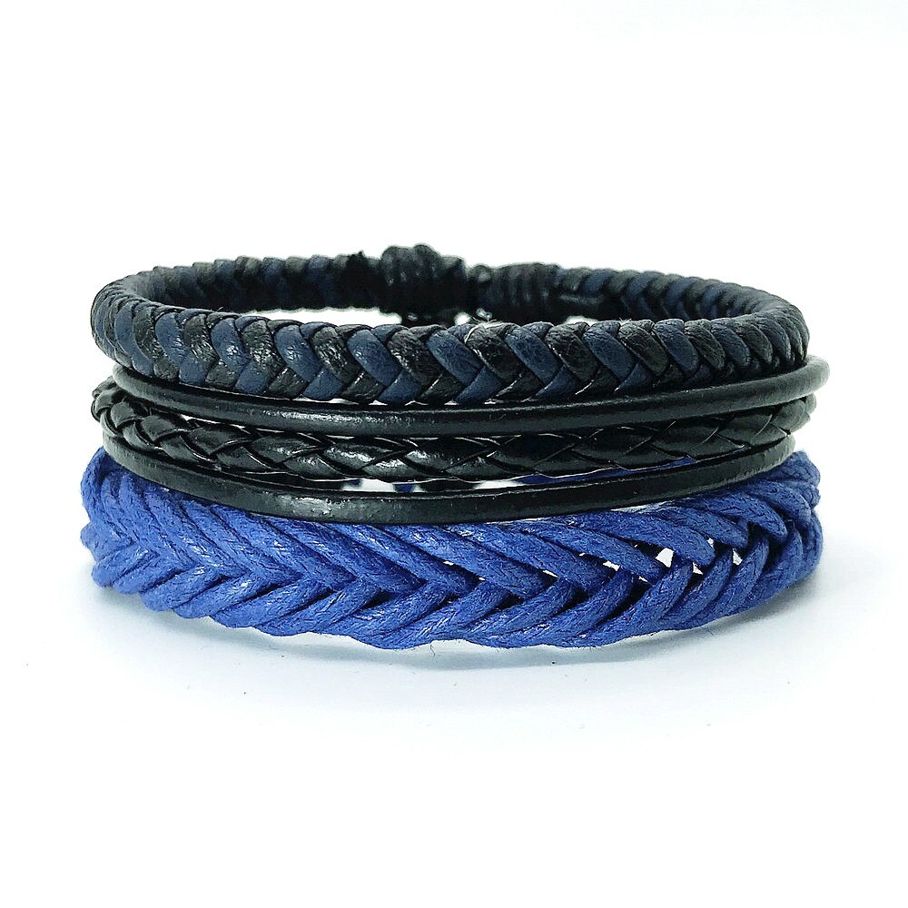 Pulsera de cuero trenzada para hombre y mujer, brazalete de cuerda multicapa hecho a mano, de joyería para pareja, 3 unids/set por juego, 2022: set 5