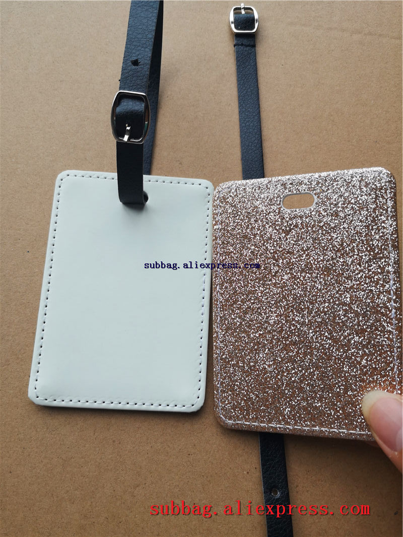 Nouvelle étiquette de bagage en cuir blanc de paillettes de sublimation impression de transfert de coeur étiquettes de bagage personnalisées consommables 10 pièces/lot