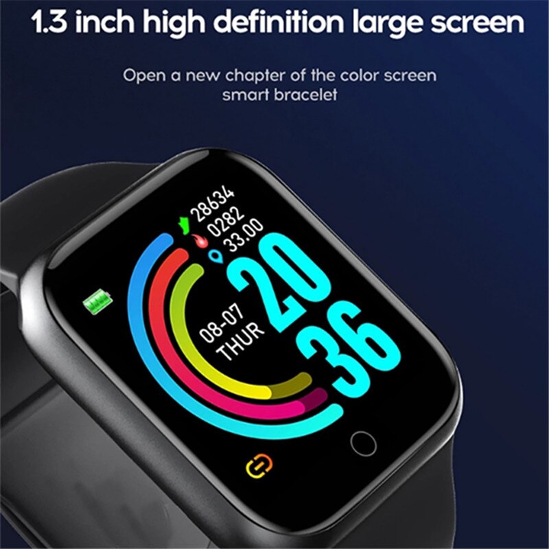 Y68 Bluetooth Slimme Horloges Mannen Waterdichte Sport Fitness Tracker Smart Armband Bloeddruk Hartslagmeter D20 Smartwatch