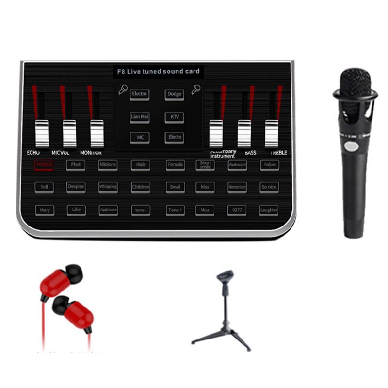 F8 Externe Geluidskaarten, Usb Draagbare Live Geluidskaart Met 4 Modi, 23 Speciale Effecten, voice Changer Apparaat: Default Title