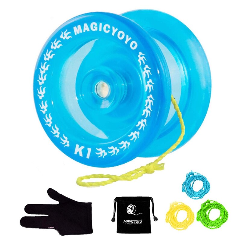 Magicyoyo Crystal Blue K1 Responsieve Yoyo Bal, 3 Strings + Handschoen + Yoyo Tas: Default Title
