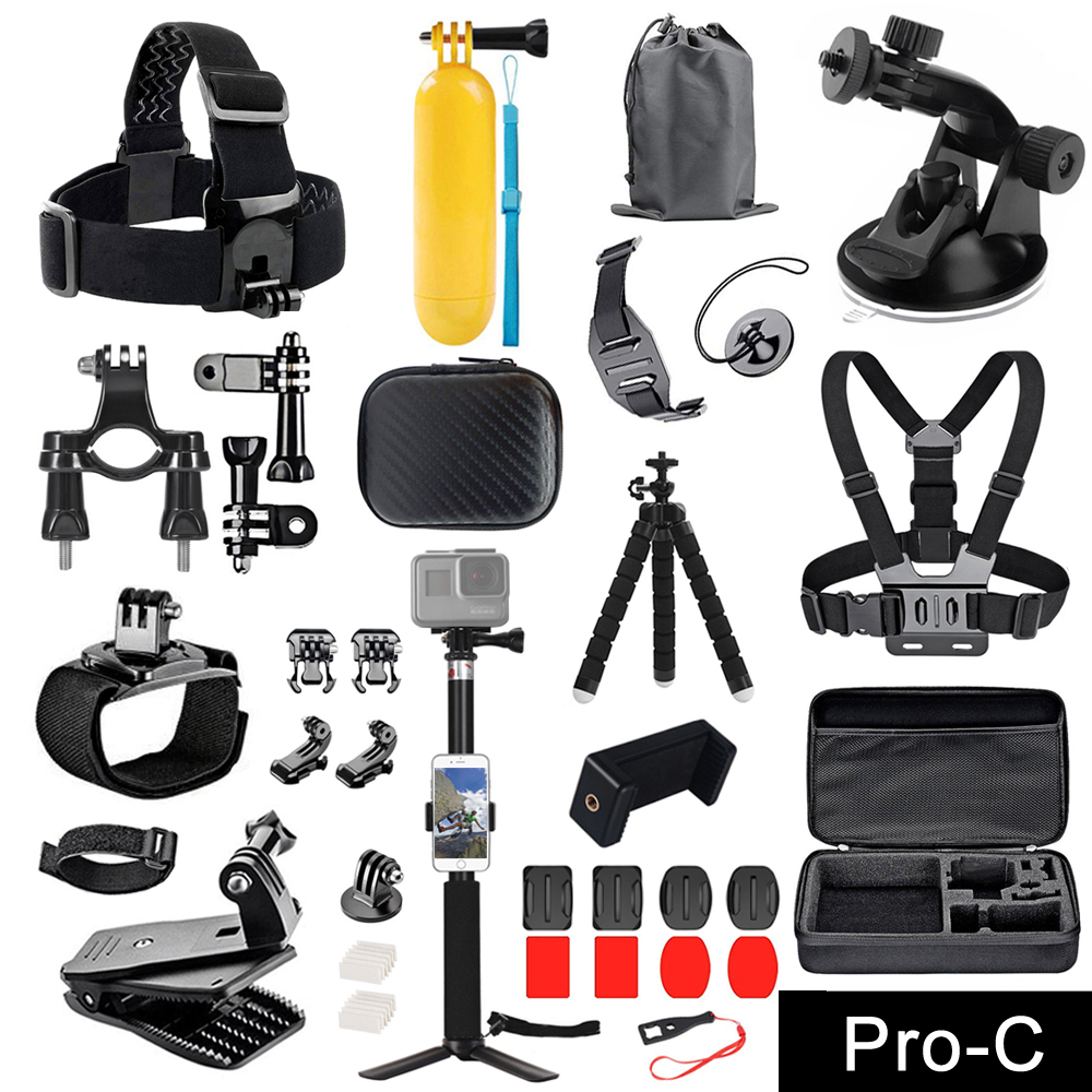 Action Camera Accessories Kit for Gopro Hero 12 11 10 9 8 7 6 5 4 Max Mount Session YI 4K SJCAM EKEN Osmo AKASO APEMAN Accessory: pink color