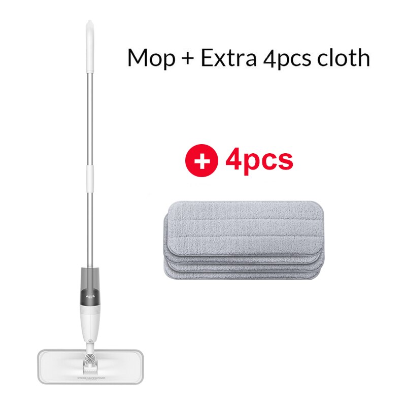 350ML Deerma Spray Mop 360 Rotating Handheld Water Spray Mop Cleaning Sweeper Mopping Dust Cleaner Carbon Fiber Cloth Fregona: 1 mop 4 cloth
