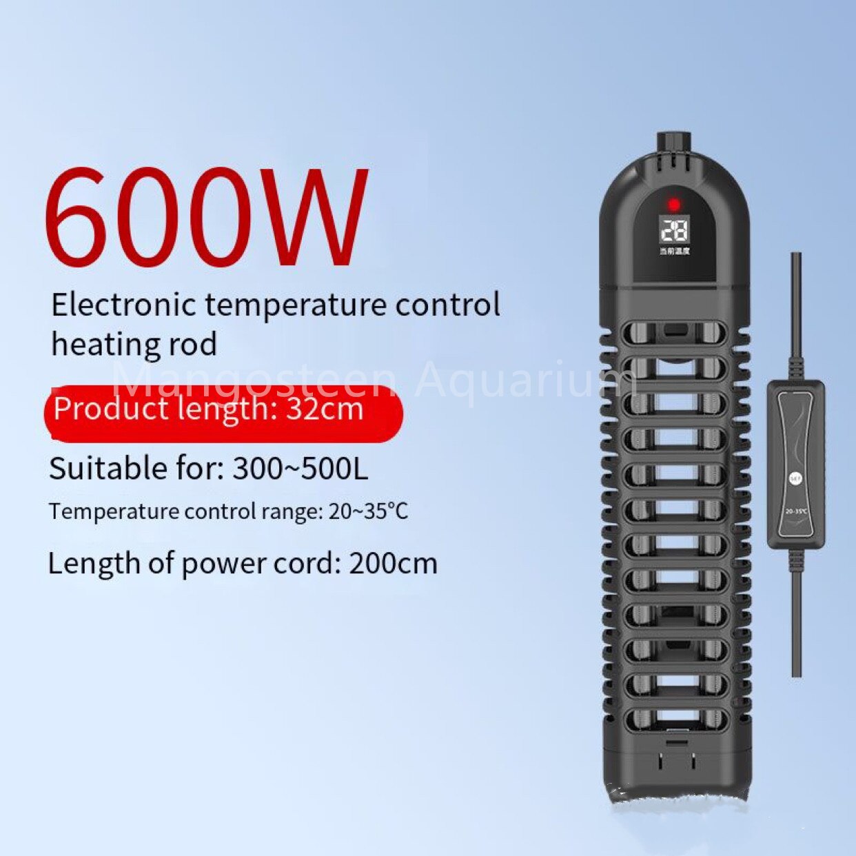 SUNSUN – tige chauffante pour aquarium 600w/1000w, chauffage électronique PTC haute puissance, arrêt automatique sans eau ni trop 220V: 600W / UK adapter plug