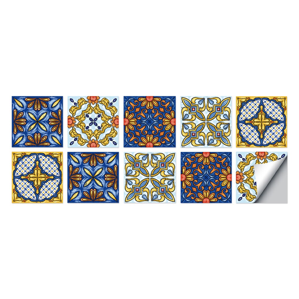 Baroque noir et blanc motif carrelage autocollants salle de bain toilette étanche mur décor Mural: HT003 / 20cmX20cm