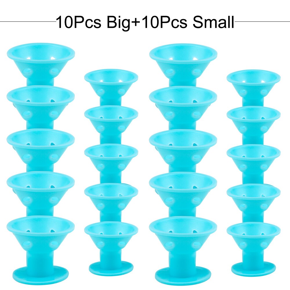 Rulos mágicos para el cuidado del cabello para mujer, rizador suave sin calor, pinza de goma, estilizador de silicona, herramienta de peinado DIY, 20/30 Uds.: 20pcs Blue