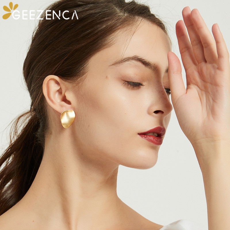 Original 925 Sterling Silver Irregular Geometric Stud Earrings Fine Jewelry Women's Earrings Simple Trendy Party