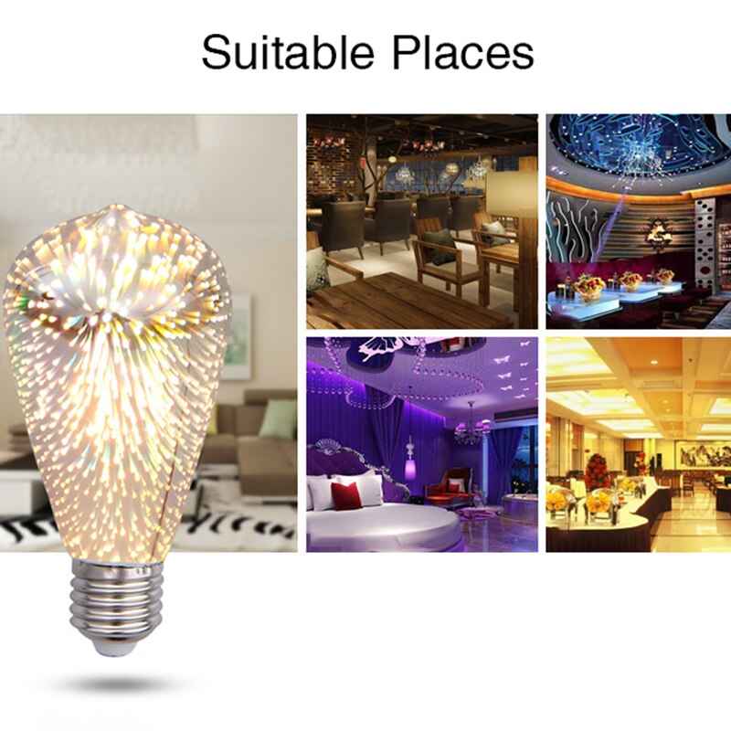 LED Edison Bulb E27 Bubble Linear Lamp 3D Decoration110V 220V E27 Lights Star Novelty Christmas Lamparas Energy LED Bulb