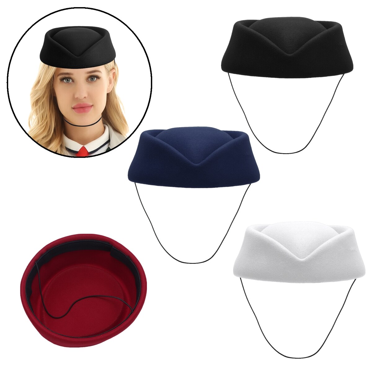 Kvinder piger stewardesse luftværtinder pilleæske hat millinery teardrop fascinator base cap til rollespil cosplay kostume tilbehør