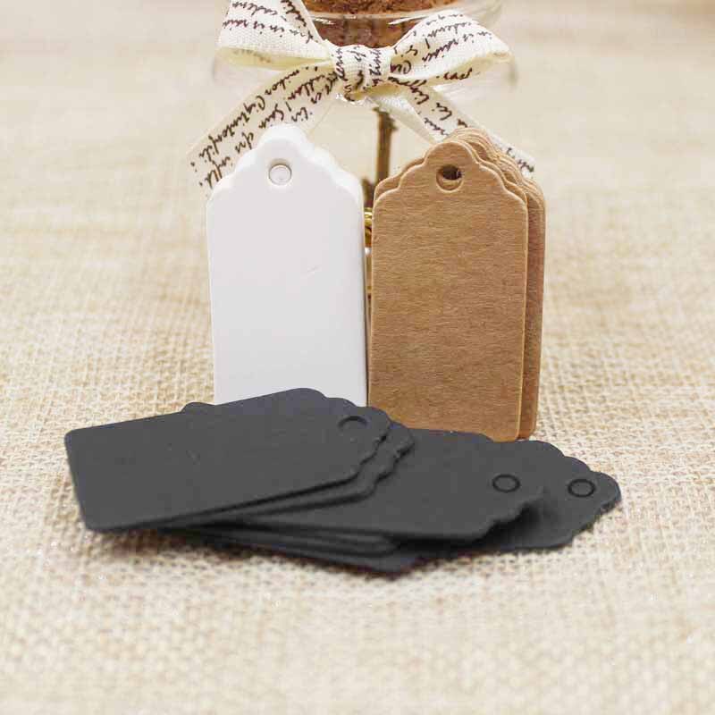 300 Pcs Kraft/Wit/Zwart Karton 2*4 Cm Blank Jacobsschelp Tag Producten Hant Tag Voor diy Hang Labels Wenskaart Ambachten