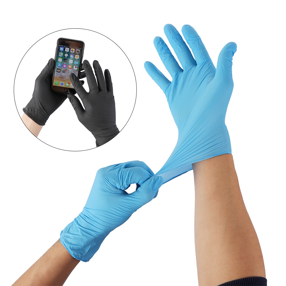 2pcs/pair Disposable Mechanic Soft Rubber Nitrile Gloves Black Latex Home Food Laboratory Cleaning Supplies