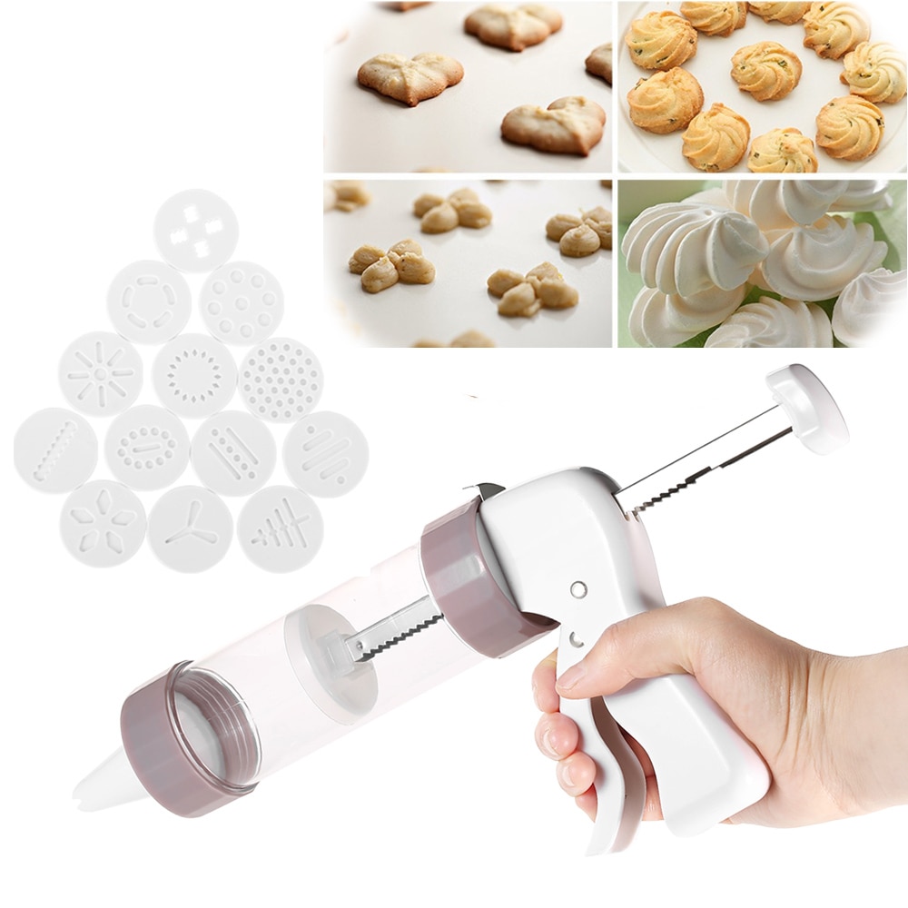Cookie Press Kit Gun Machine Cookie Maken Mold Cake Decor 13 Druk Mallen & 6 Pastry Piping Nozzles Cookie Tool biscuit Maker