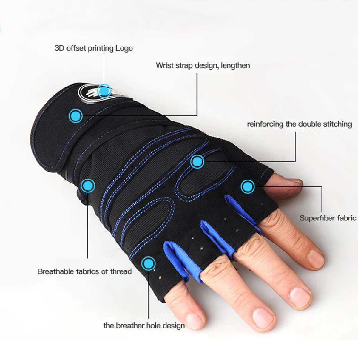 Gymhandschoenen voor dames heren Fitness Gewichtheffen Polsband Handschoenen Body Building Training Sportoefening Fietshandschoen Schokbestendig