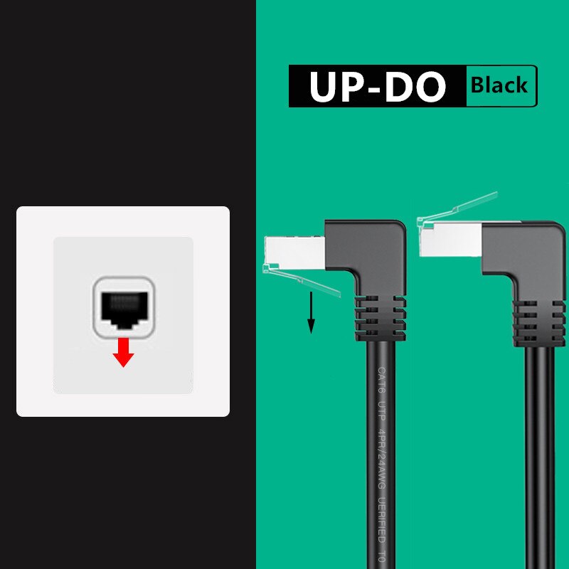 Kot6 kabel Ethernet RJ45 kątowy kabel sieciowy UTP skrawek sznur 90 stopni Kot 6 przewód Lan robić laptopa router TV, pudełko biały czarny