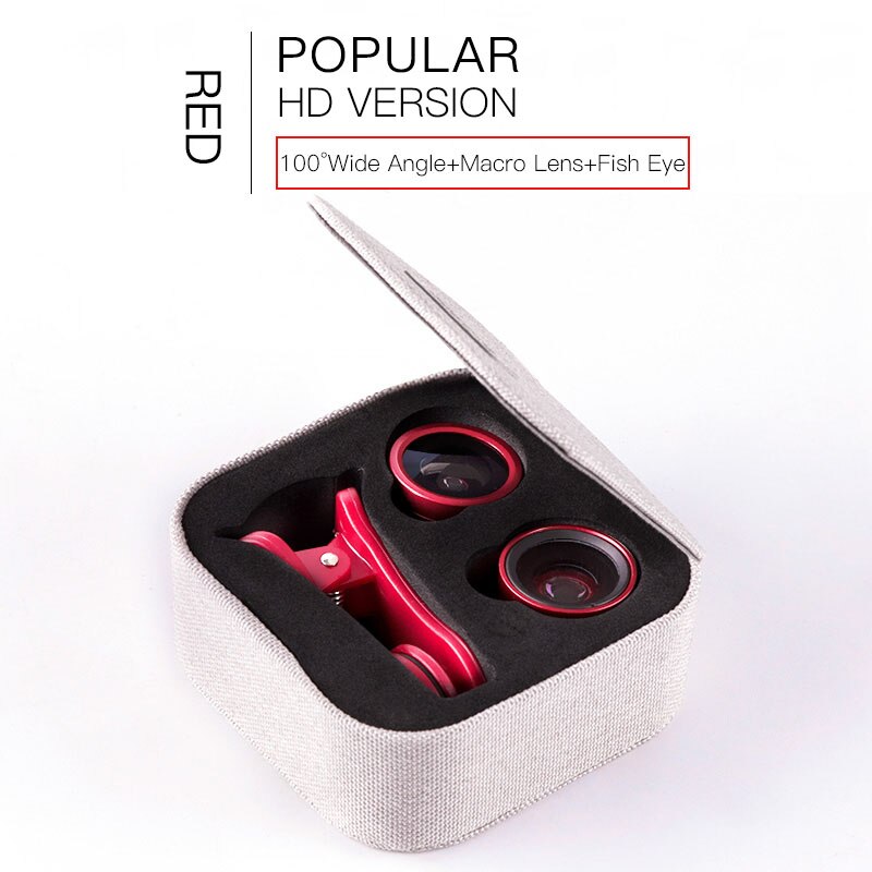 Baseus Mobile Phone Lens Wide Angle Fish eye Fisheye 15X Macro Camera Lens For iPhone Xs Max Xr X Samsung S10 S9 Huawei P30 Pro: Popular Red