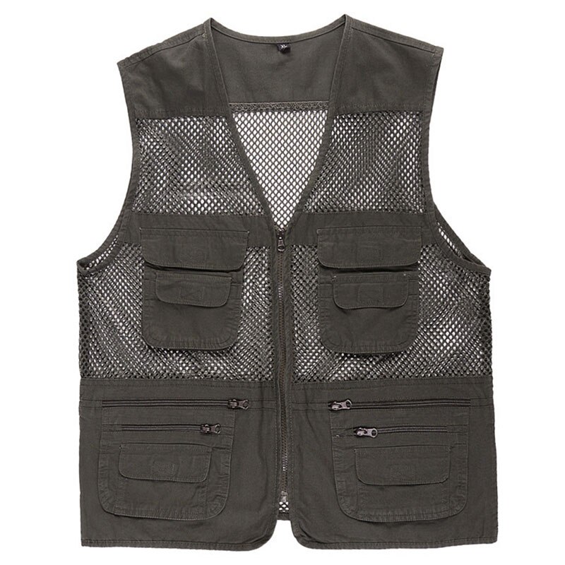 Plus size casual vest heren ademend katoenen vliegvisvest buitensporten zakken vest bergbeklimmen fotografie vesten
