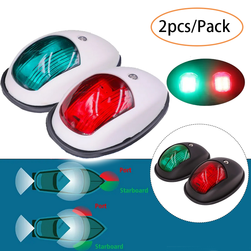 Luces de navegación para barcos, luces de navegación para yates marinos de 12V y 24V, luz marina roja y verde, 2 uds.